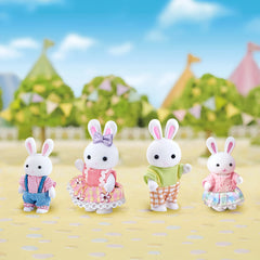 4pc Bunny Family Doll Set Whimsical Playtime Random Clothing Styles for Kids 3+