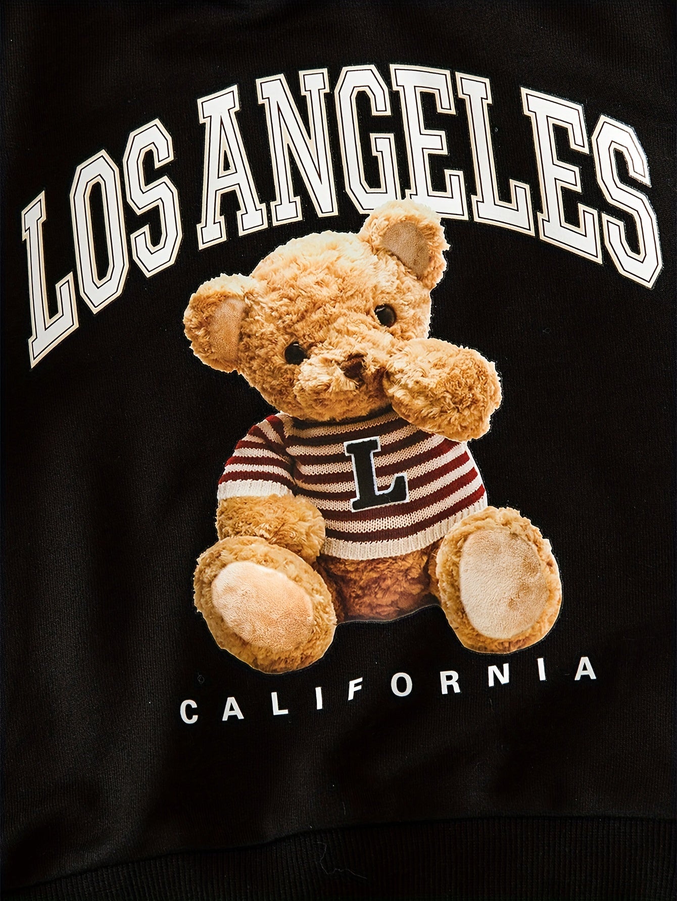 Sweater Bear Pattern Boy's 2pcs Sweatshirt & Sweatpants Set LOE ANGELES