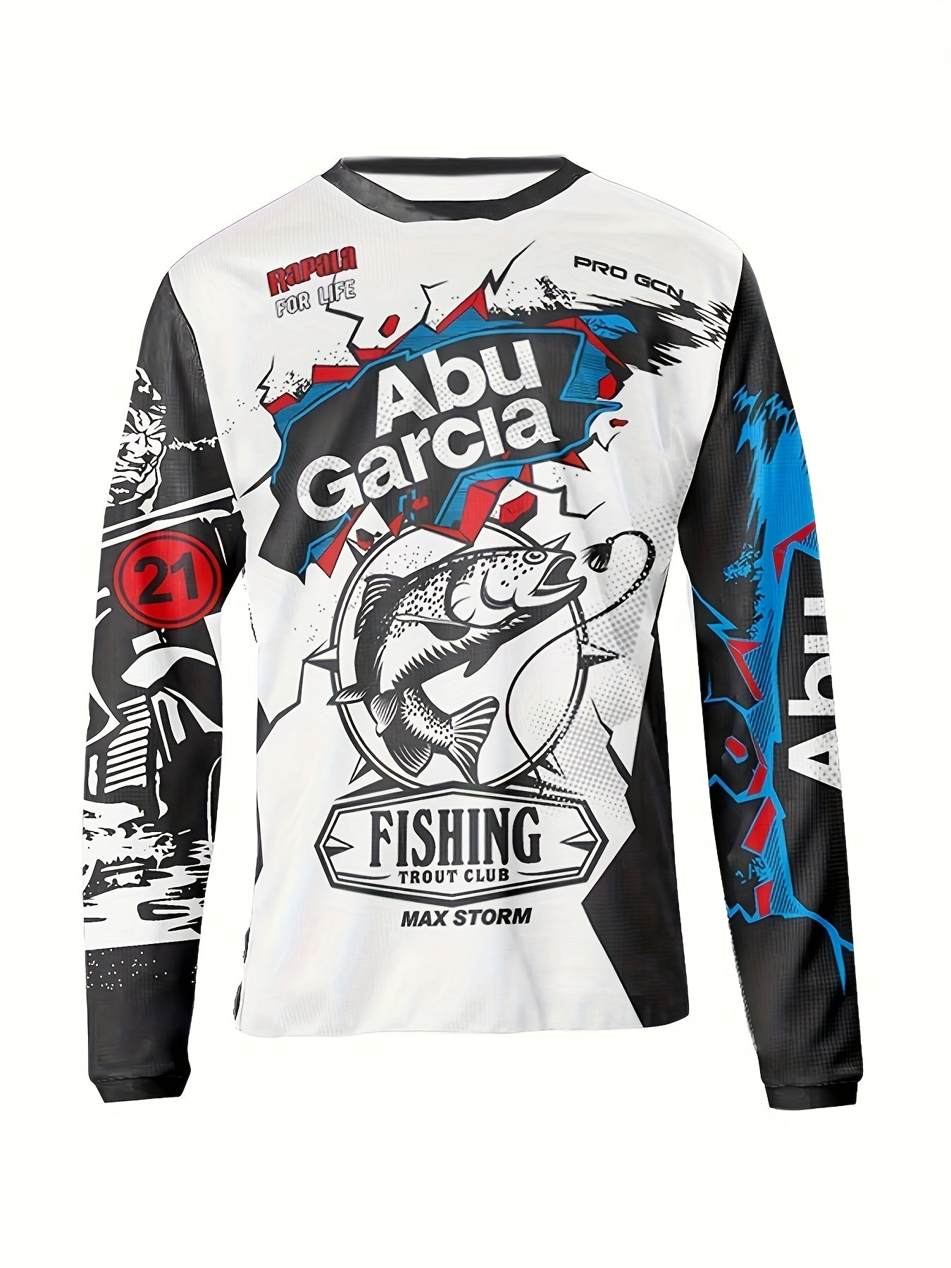 ABUGARCIA Fishing Pattern Print Men's Graphic Long Sleeve T shirt