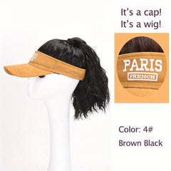 Women's Ponytail Wig Cap with Letter Embroidery Baseball Hat