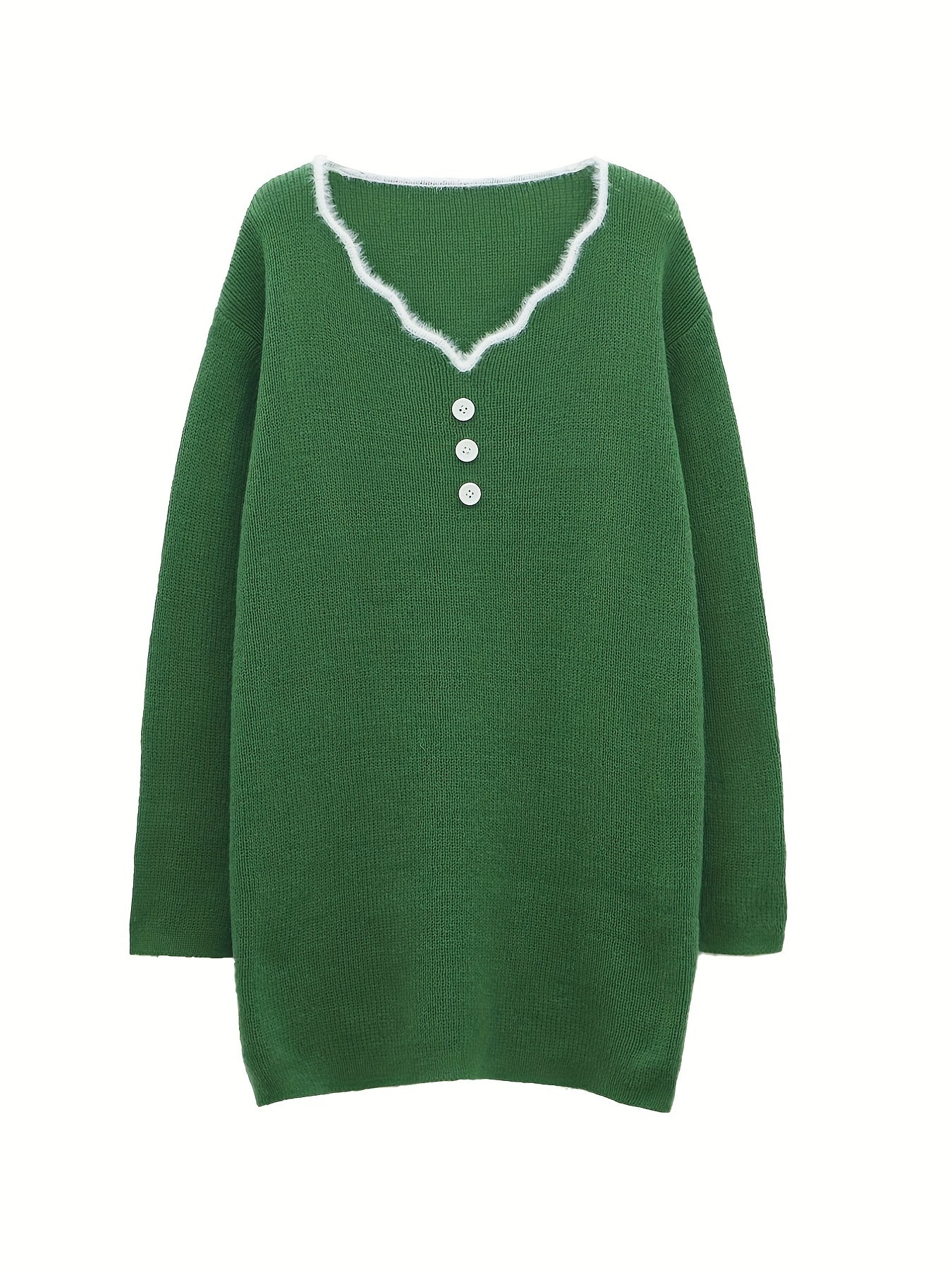 Colorblock Button Decor Knit Dress