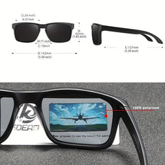 Men's Square Polarized Sunglasses Reflective Mirror Coated Film Glasses