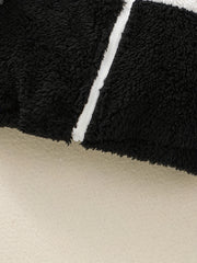 Boy's Hooded Jacket Contrast Zip Up Coat Top Child's Furry Thermal