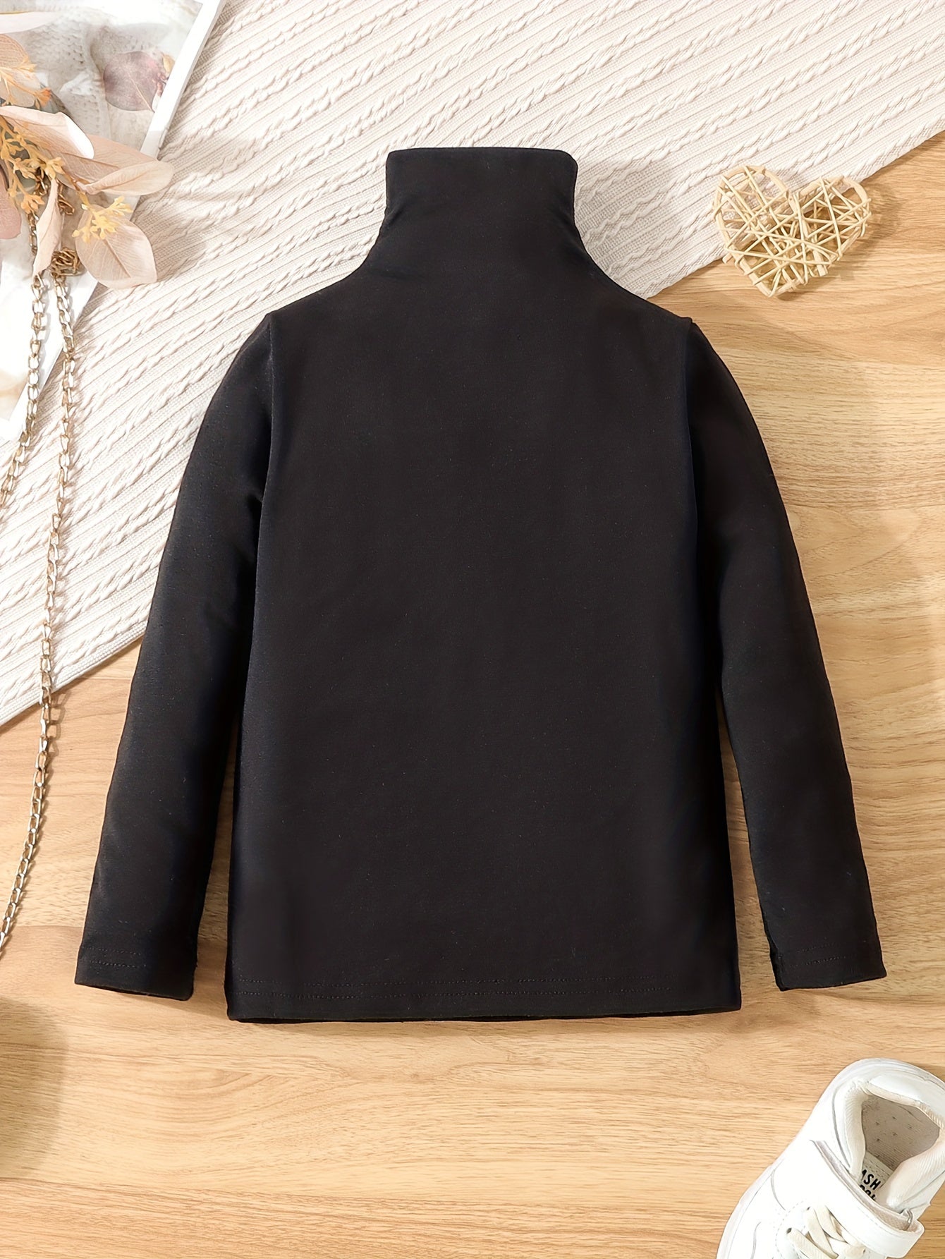 Girl's 2pcs Turtleneck Top & Corduroy Skirt Set