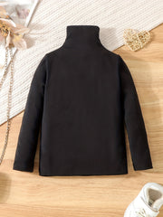 Girl's 2pcs Turtleneck Top & Corduroy Skirt Set