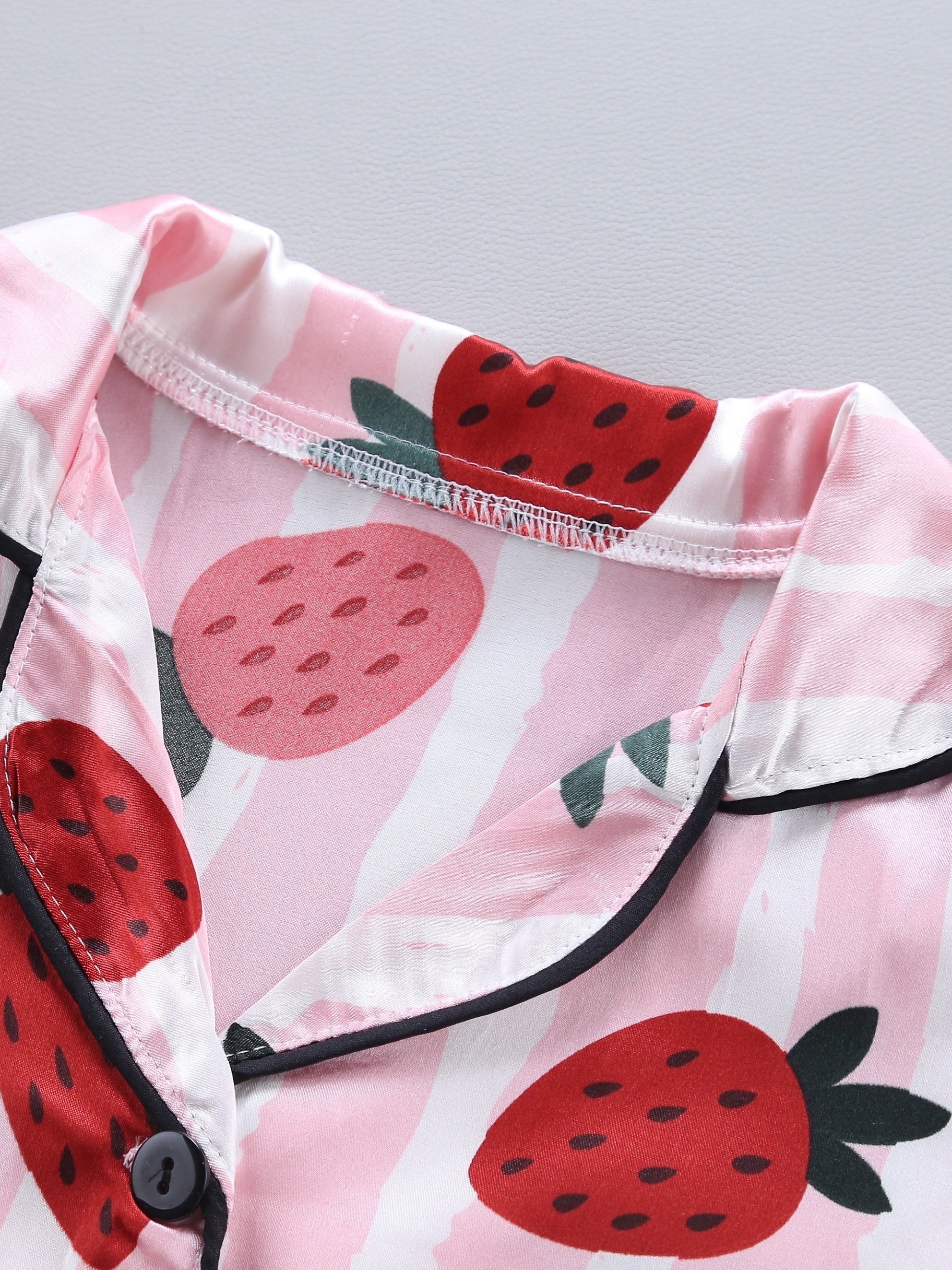 2pc Toddler Girls Strawberry & Stripe Pajama Set