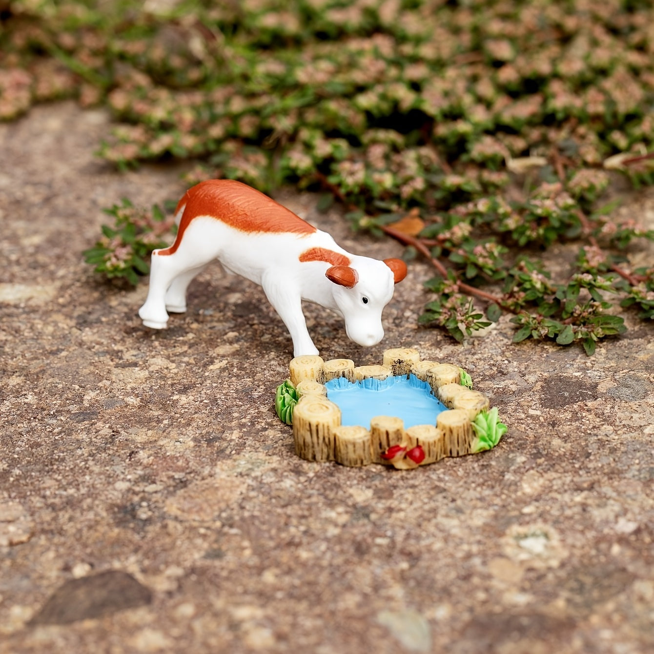 Cow Drinking Water Resin Crafts for Micro Landscape Decoration