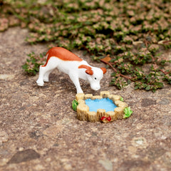 Cow Drinking Water Resin Crafts for Micro Landscape Decoration