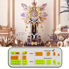 Bunny Clock Block Set 1285pcs Mini Particles Easter Birthday Gift