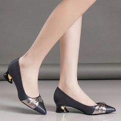 Rhinestone Chunky Heels Crocodile Pattern Pumps & Shoes