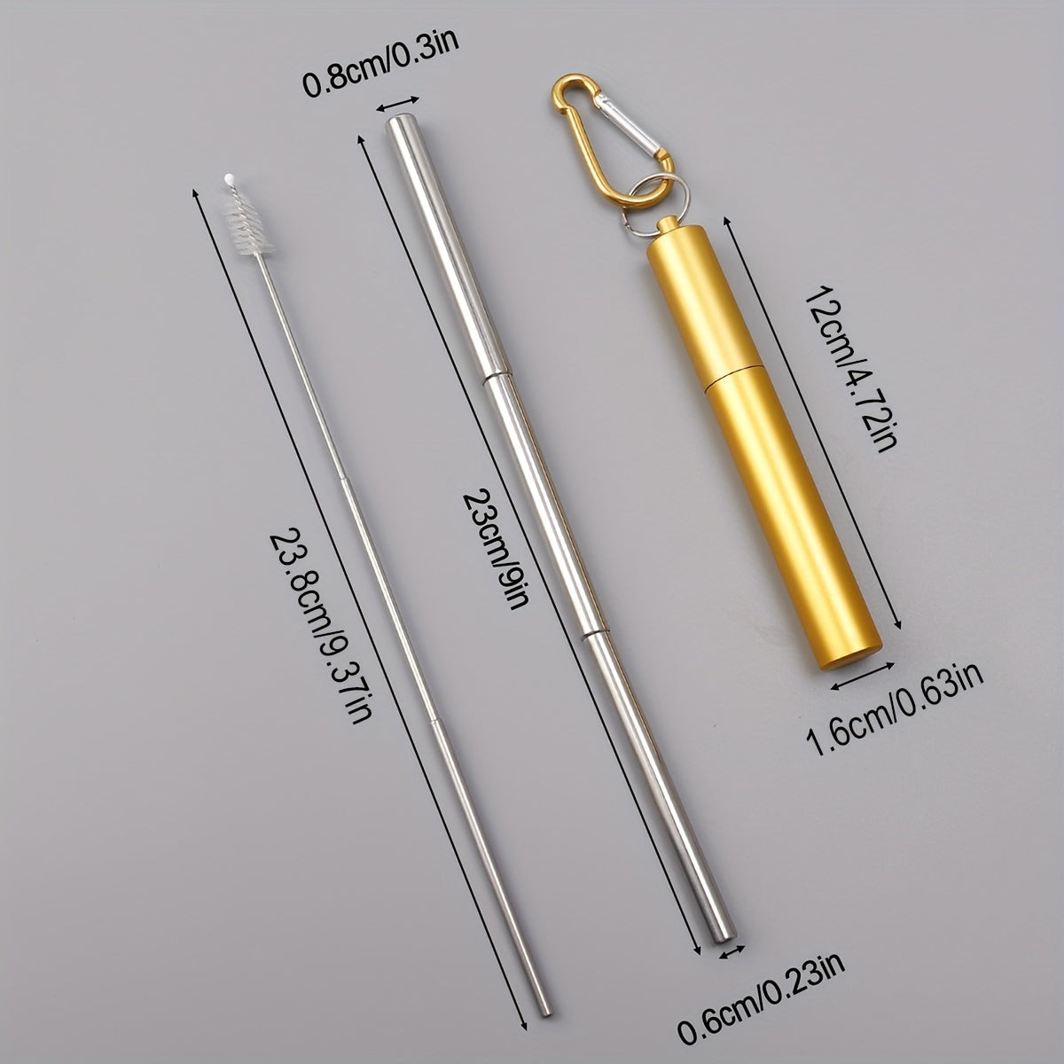 3PCS Retractable Stainless Steel Coffee Tea Milk Straw