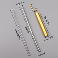 3PCS Retractable Stainless Steel Coffee Tea Milk Straw