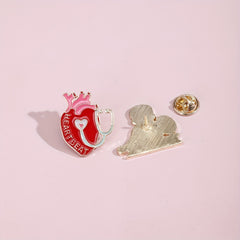4pcs Creative Medical Care Heart Dripping Brooch