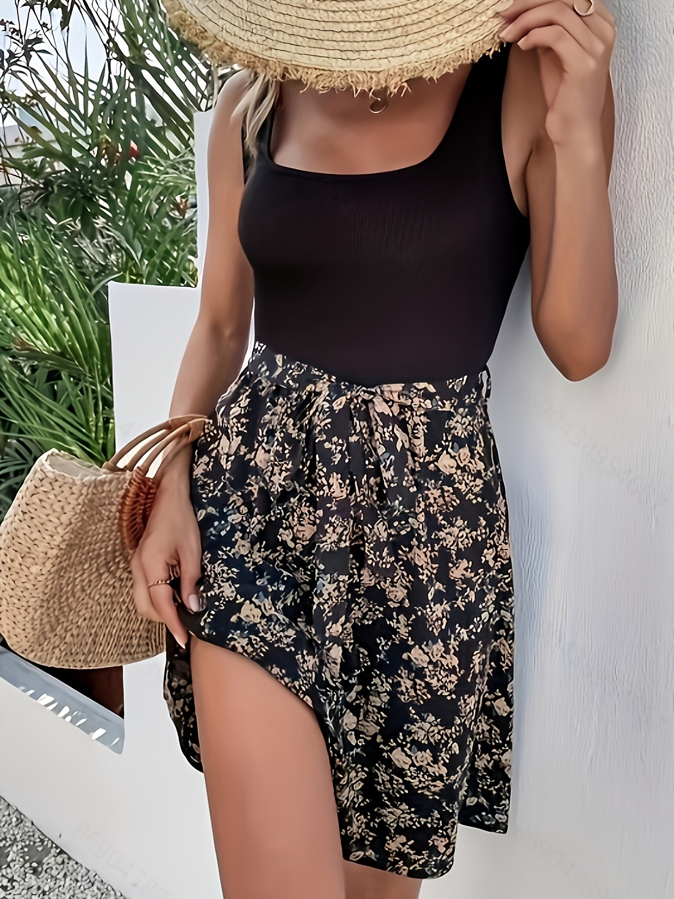 Floral Print Tank Dress Casual Sleeveless Dress Women's Clothing