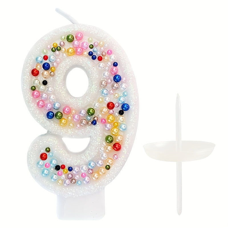 1pc Pearl Sequin Number Candle Party Supplies Birthday Cake Cupcake Holiday