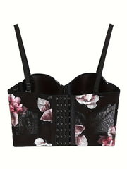 Floral Print Cami Corset Bustier Push Up Tummy Control Slimmer Body Shaper