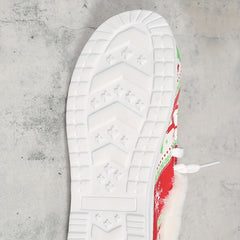 Women's Cartoon Print Canvas Shoes Christmas Low Top Warm Sneakers