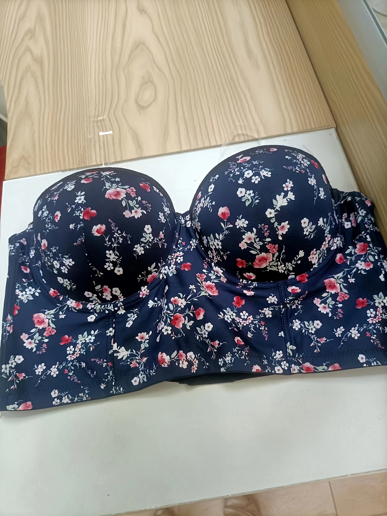 Push Up Floral Print Underwire Bra with Removable Straps
