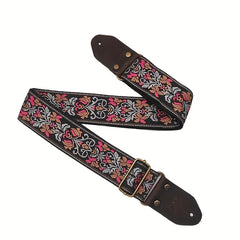 Adjustable Guitar Strap with Embroidered Design