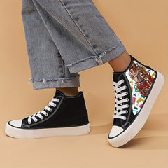 Girls High Top Cartoon Skate Shoes Non Slip Casual Sneakers