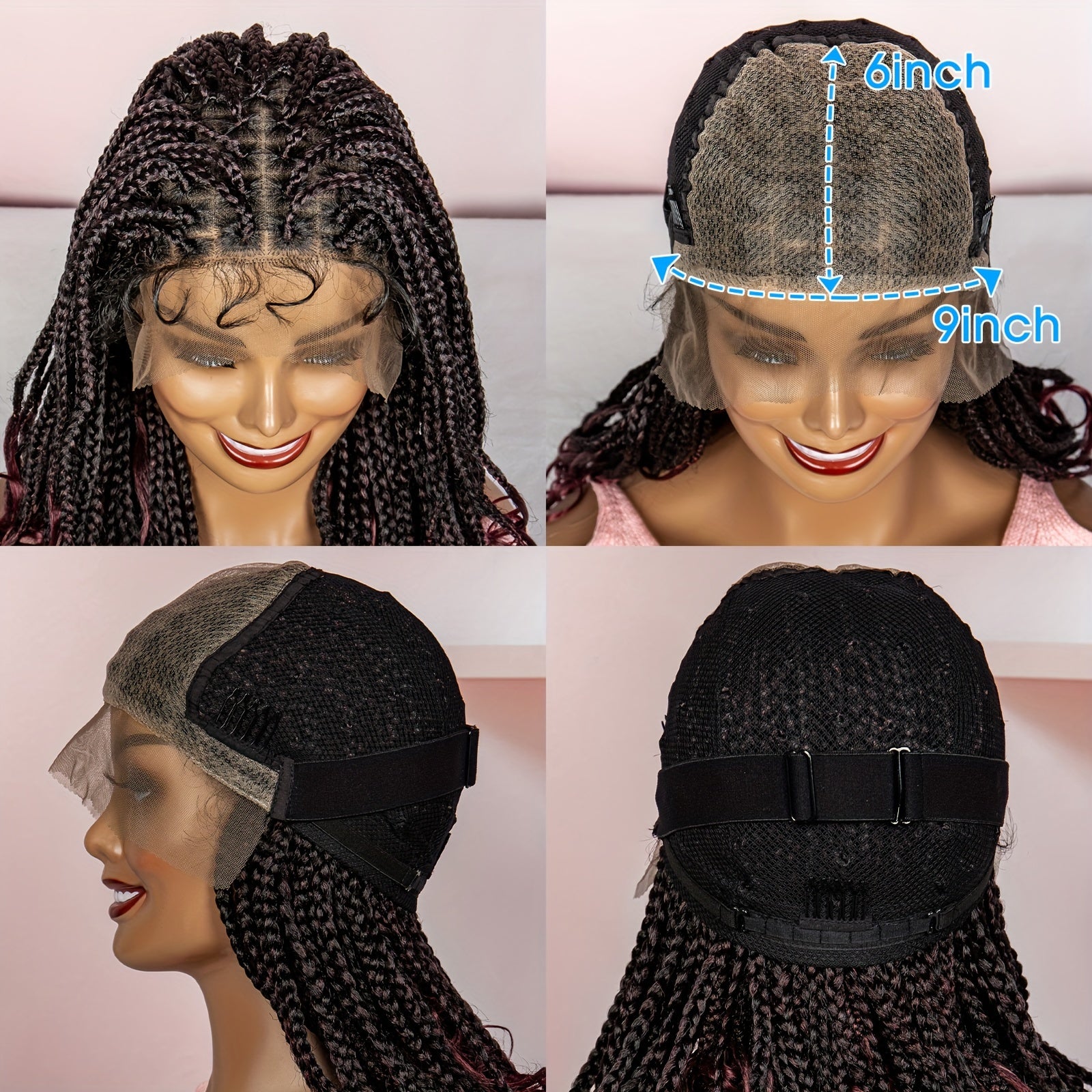 Box Braided Synthetic Wig Goddess Box Braids Lace Wig with Baby Hair