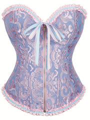 Strapless Corset Bustier Body Shaper Lace Up Zipper