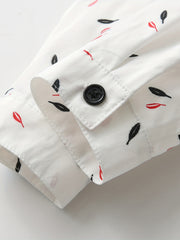 Baby Boys 2pcs Leaf Print Dress Shirt Romper & Striped Bib Pants Set