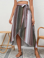 Tribal Print High Waist Wrap Maxi Skirt for Vacation