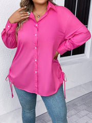 Solid Long Sleeve Button Up Blouse