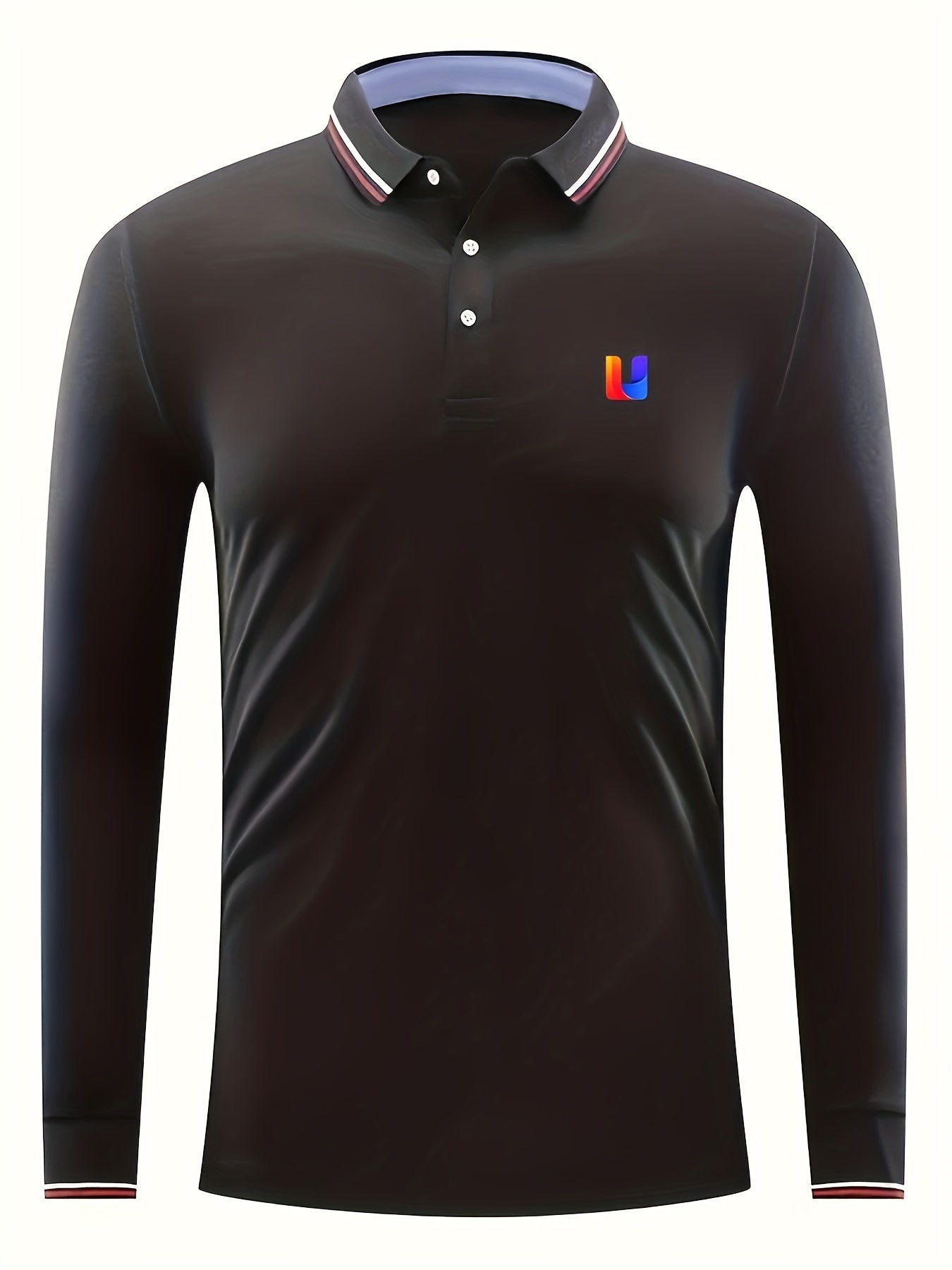 Men's Colorful U Print Polo Shirt Casual Long Sleeve Shirt