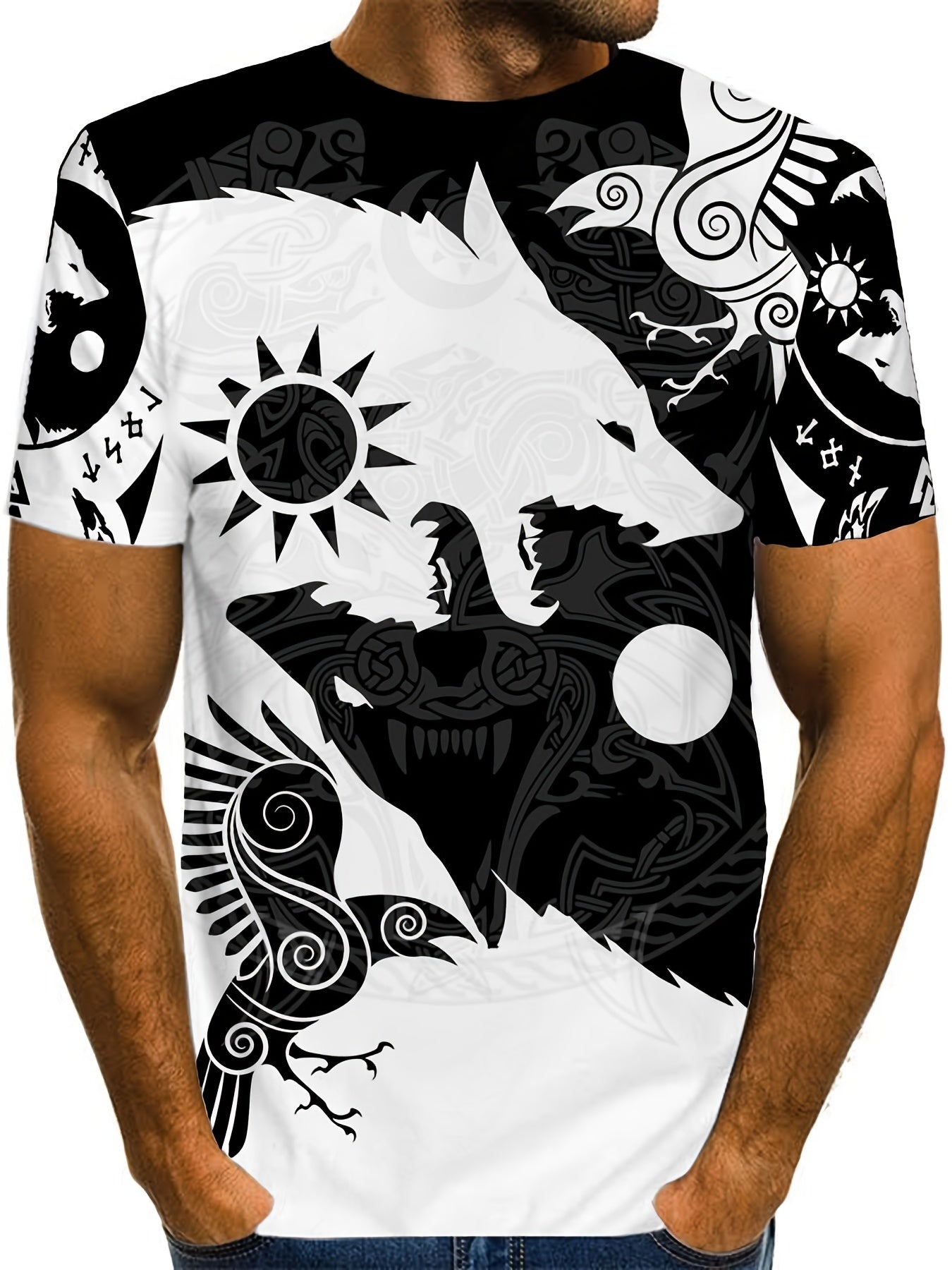 Men's 3D Animal Print T shirt Active Comfy Crew Neck Tee