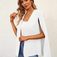 Solid Cape Jacket Casual Open Front Split Sleeve Outerwear