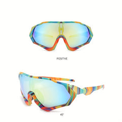 Large Frame Colorful Windproof Sunglasses for Outdoor Sports