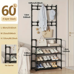 Coat Rack Shoe Storage Shelf Vertical Hanging Clothes Stand