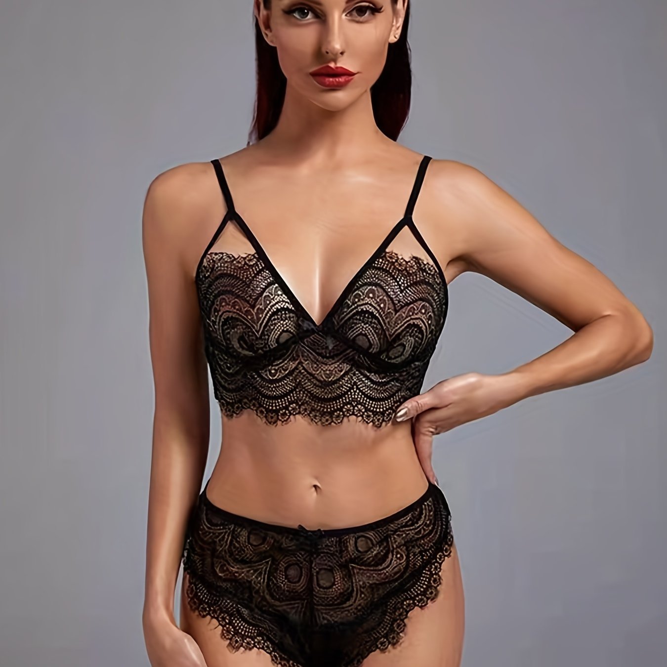 Floral Lace Lingerie Set Unlined Bra & Panties