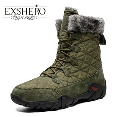 EXSHERO Men's Snow Boots Warm Fleece Outdoor Winter Shoes