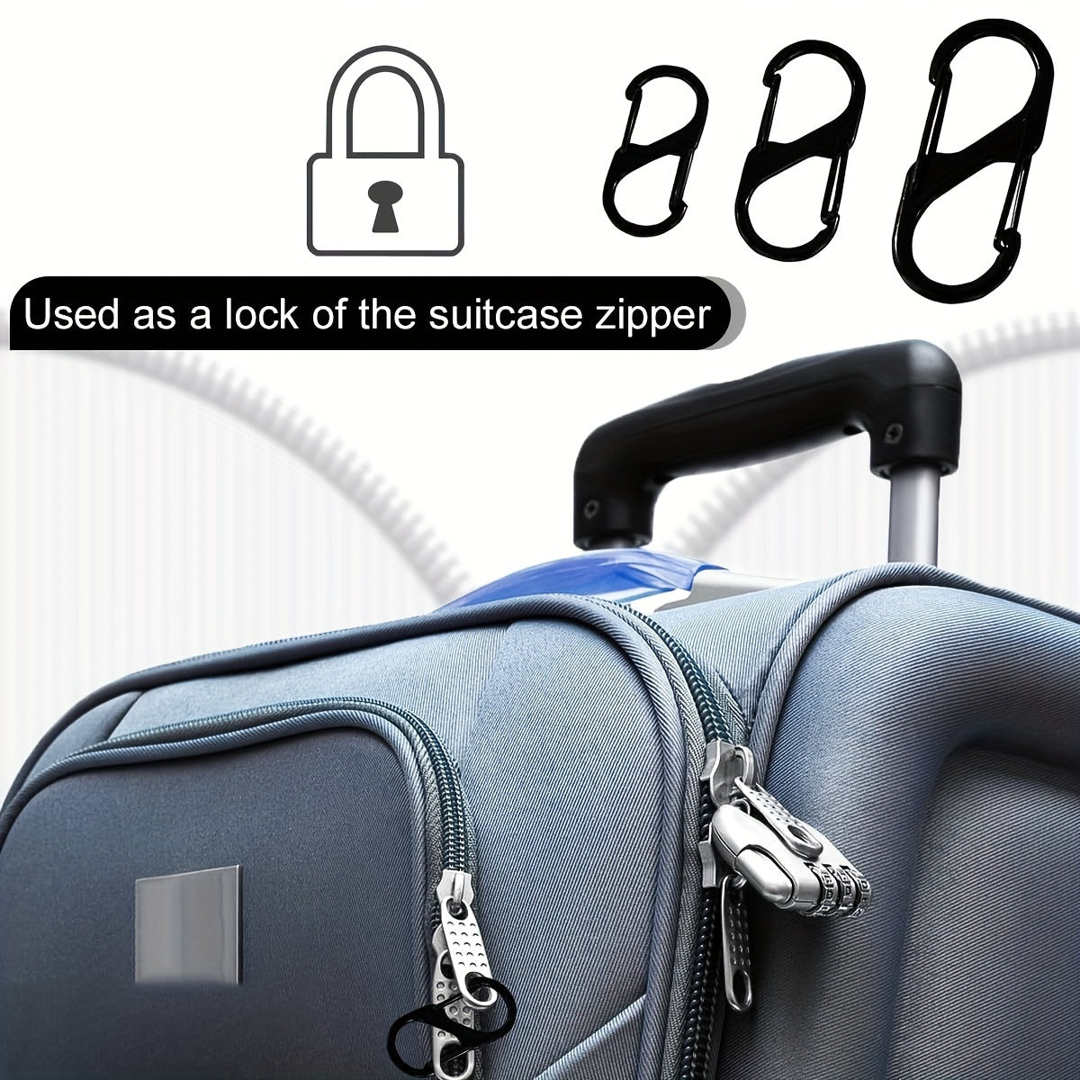 20pcs Metal Lock Clip Keychain S Shaped Alloy Bag Backpack Hanging Buckle