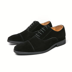 Men's Cap Toe Faux Suede Oxford Shoes Lace Up Formal Dress Business Wedding