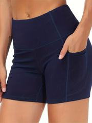 High Waist Pocket Skinny Shorts Butt Lifting Quick drying