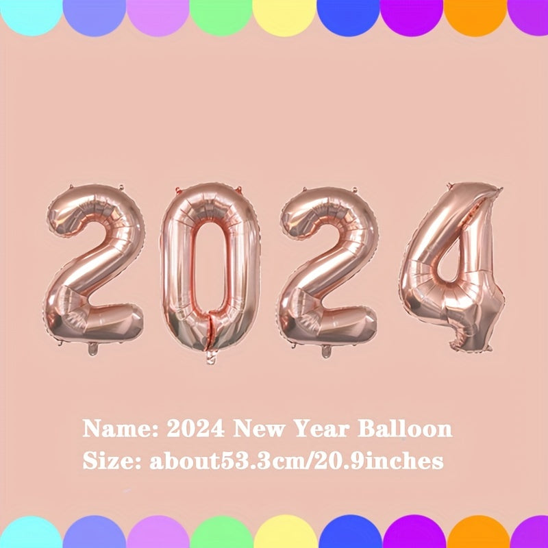 2022 New Year Balloons Golden Silvery Rose Golden Balloons Party Decorations