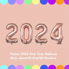 2022 New Year Balloons Golden Silvery Rose Golden Balloons Party Decorations