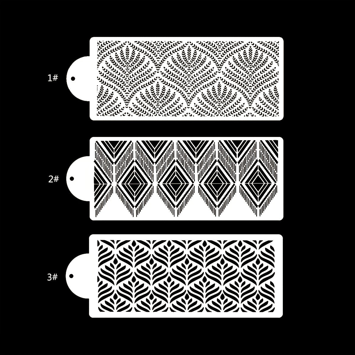 3pcs Floral Cake Stencils Large Hollow Lace Cookie Fondant Dessert Templates