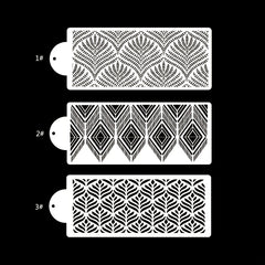 3pcs Floral Cake Stencils Large Hollow Lace Cookie Fondant Dessert Templates