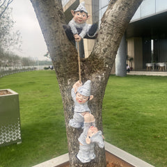 Large Gnome Climbing Three Little Man Garden Pendant Home Decoration