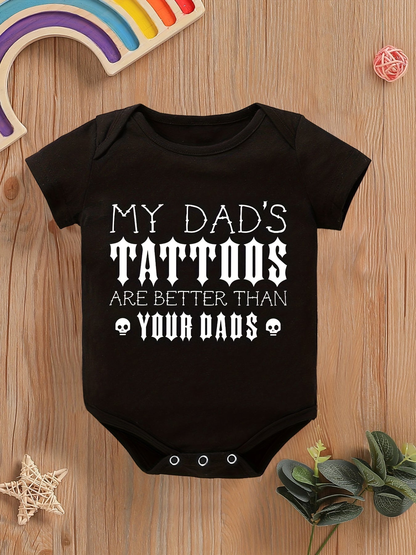 Baby Boys Daddy's Tattoos Onesie Short Sleeves Summer Onesies