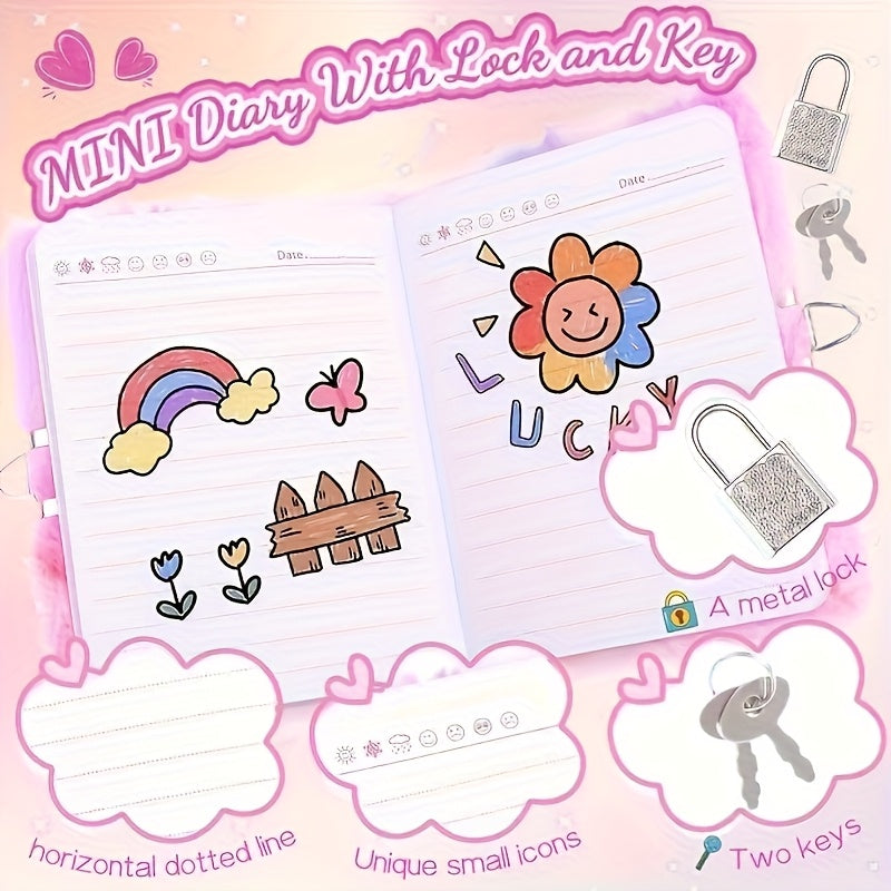 Girls' Diary with Lock and Key School Travel Notebook Gift Set