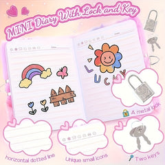 Girls' Diary with Lock and Key School Travel Notebook Gift Set