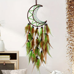 Moon Dream Catcher Hanging Decoration Woven Feather Wall Decoration
