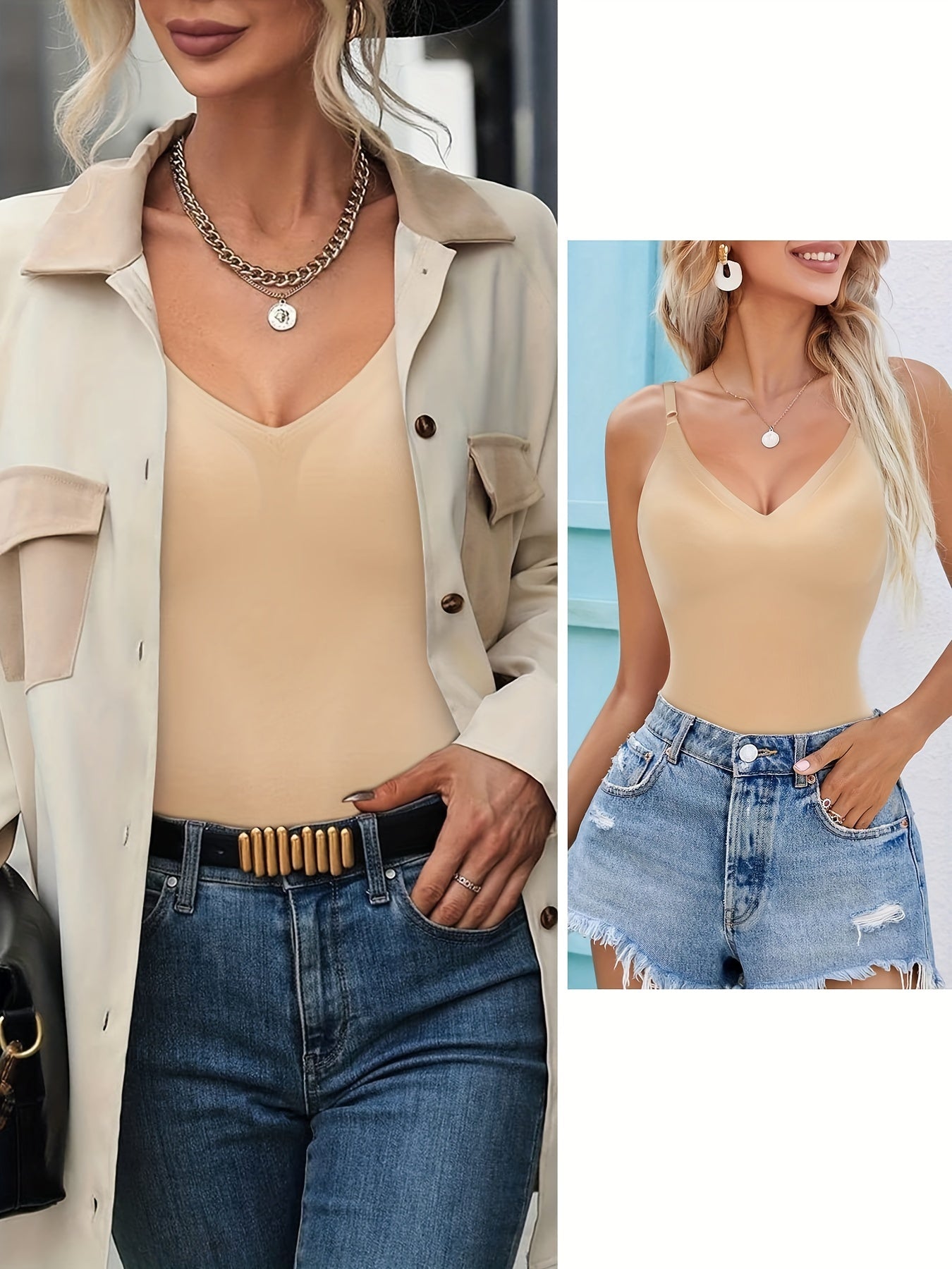 Full Body Shapewear V Neck Jumpsuit Tummy Control Bodysuit