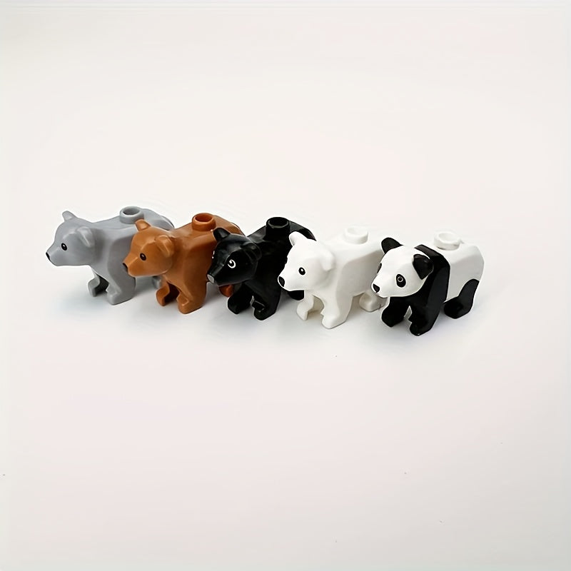 Forest Animal Building Blocks Set - Panda, Bear, Fox, Mouse - Educational Toy